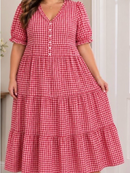 Target Dresses & Skirts - Target Red Gingham Maxi Dress with Button Front